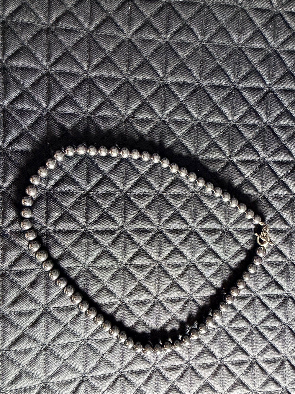 Polished hematite Bead Necklace - Silver